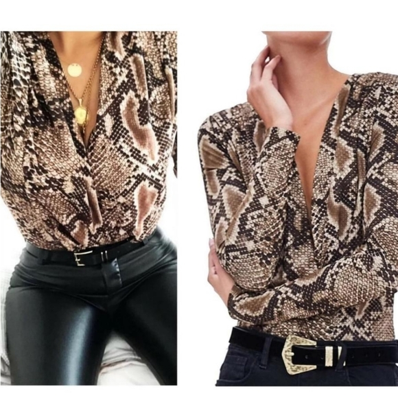 snake print bodysuit zara